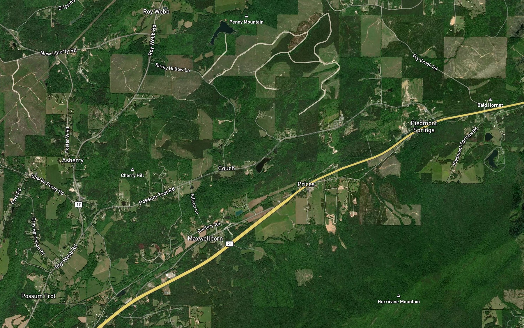 Satellite map of the Lake Hollis