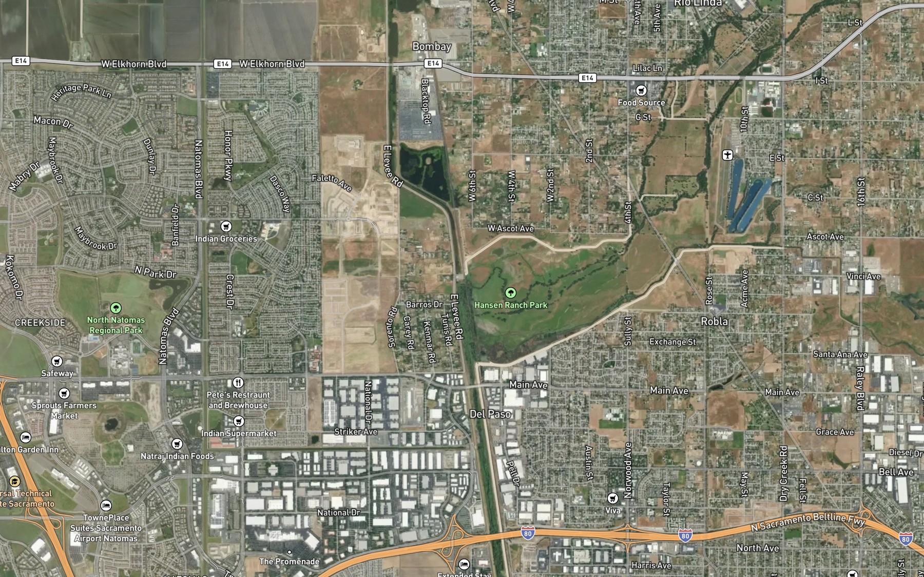 Satellite map of the Dry Creek