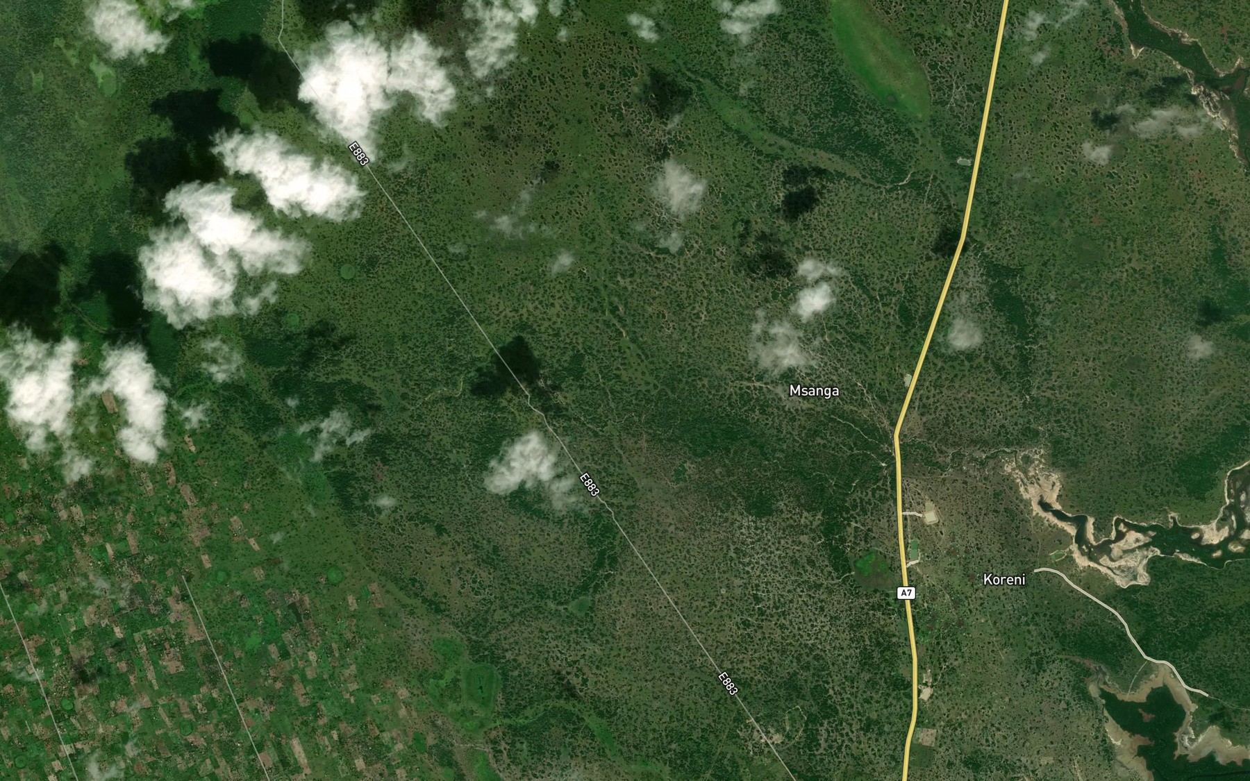 Satellite map of the Mkondo wa Mkumbi