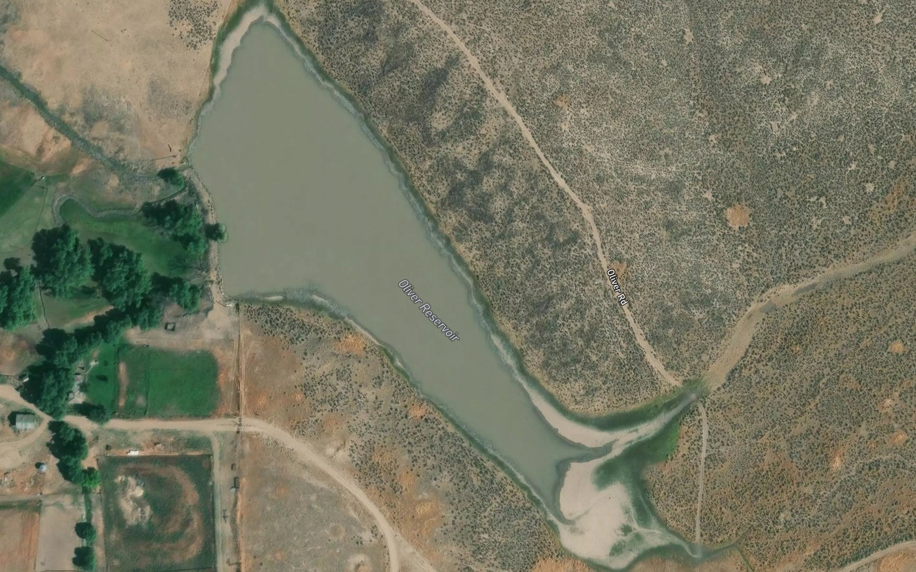 Satellite map of the Oliver Reservoir