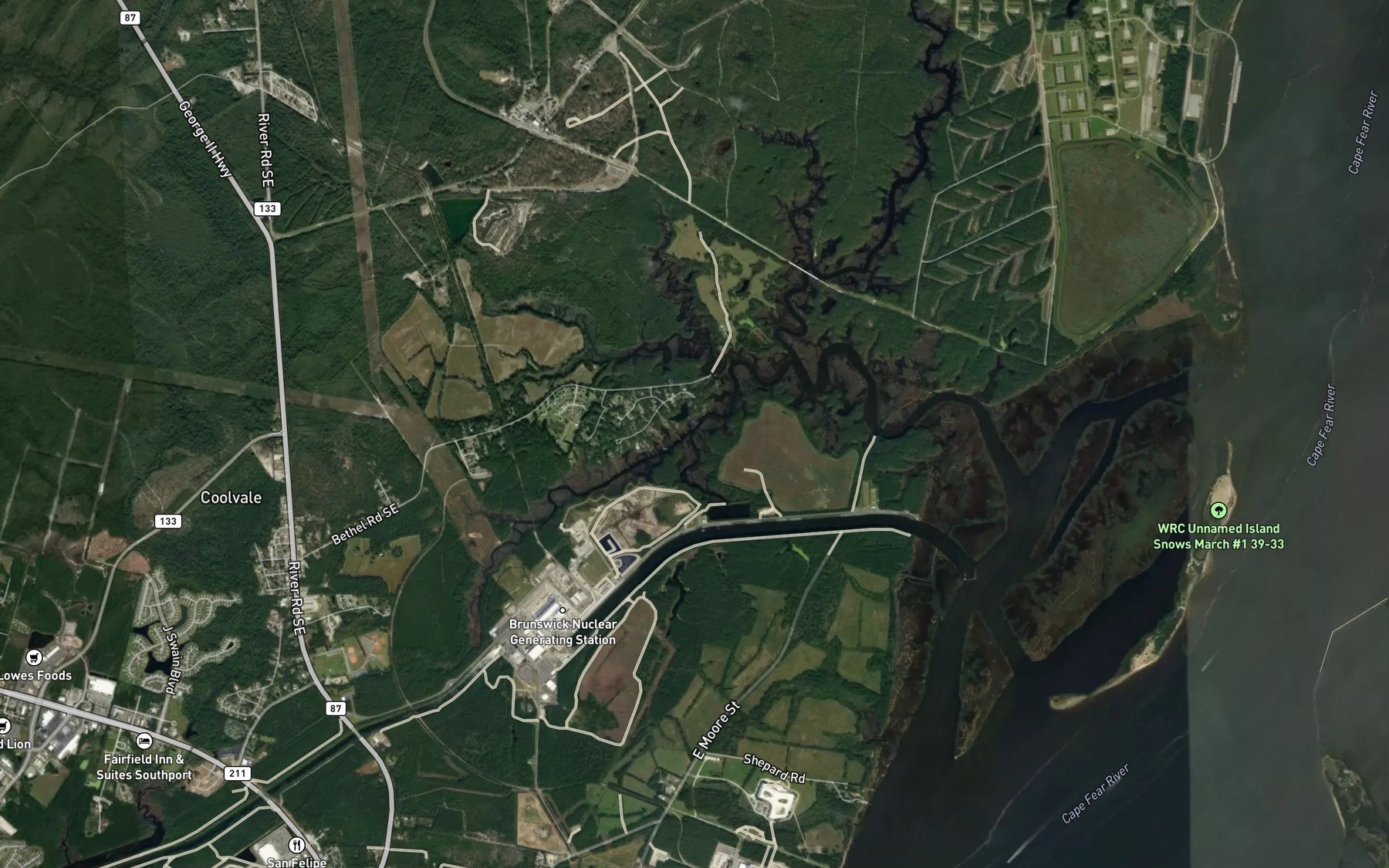 Satellite map of the Gum Log Branch