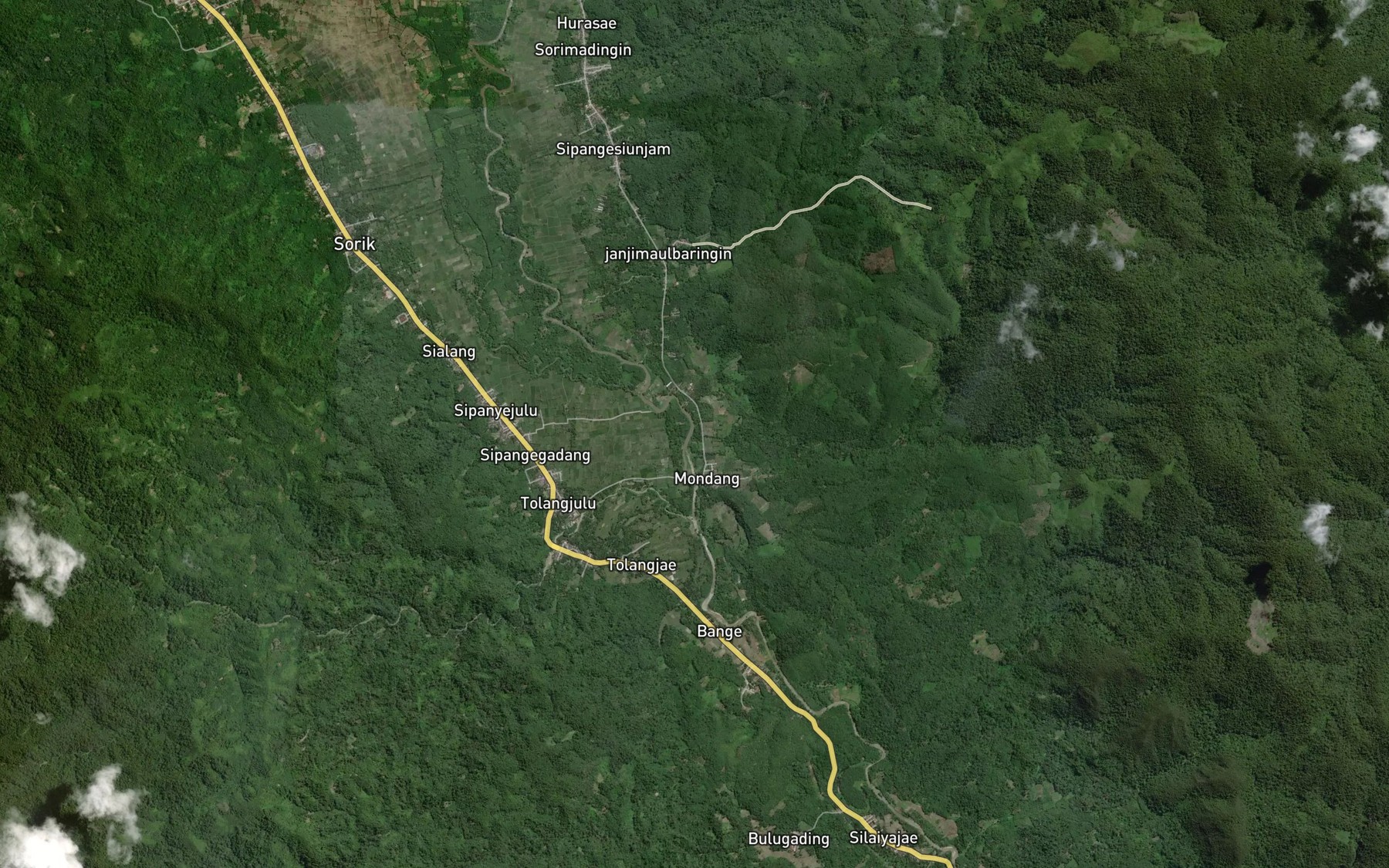 Satellite map of the Aek Karang