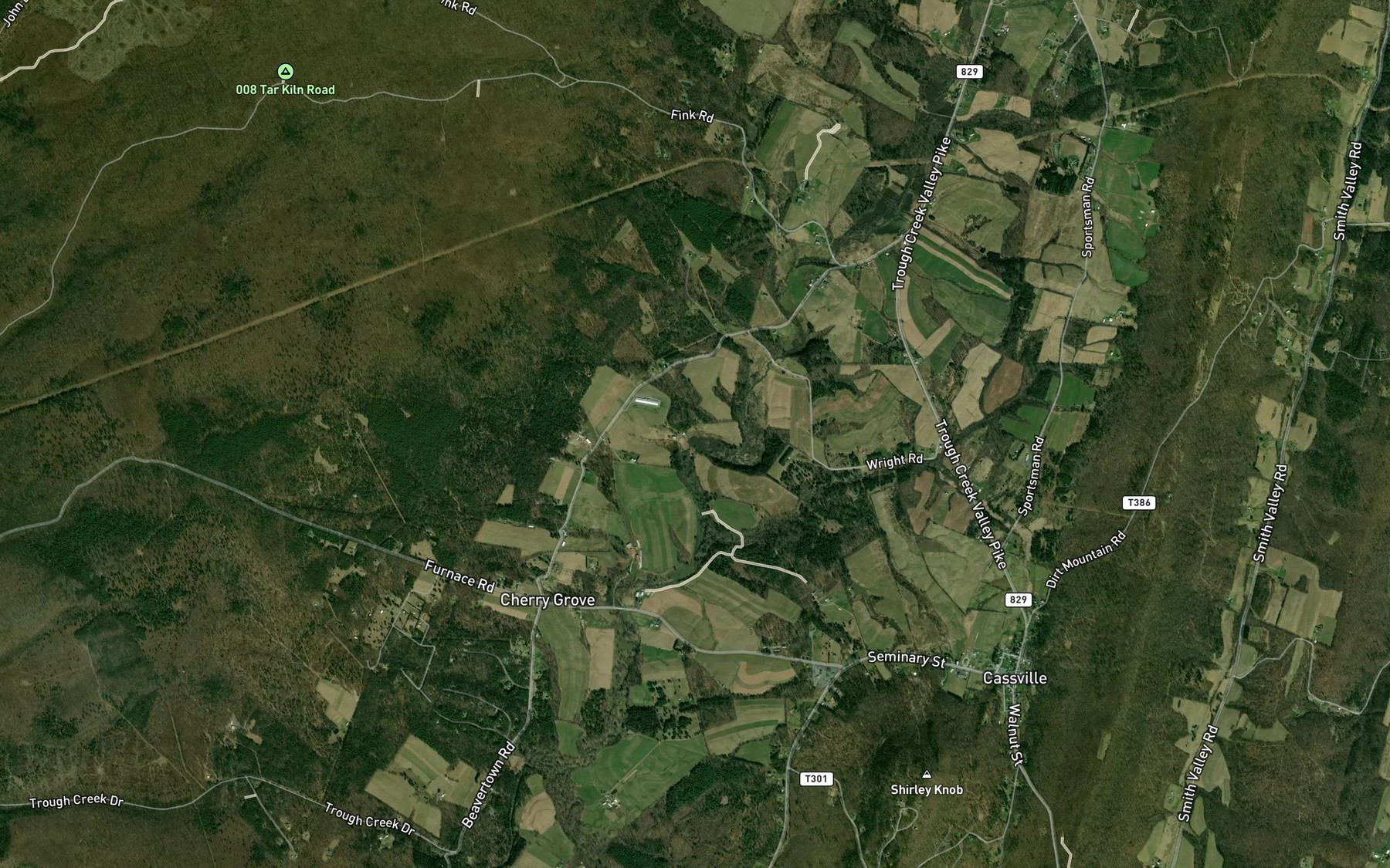 Satellite map of the Curfman Run
