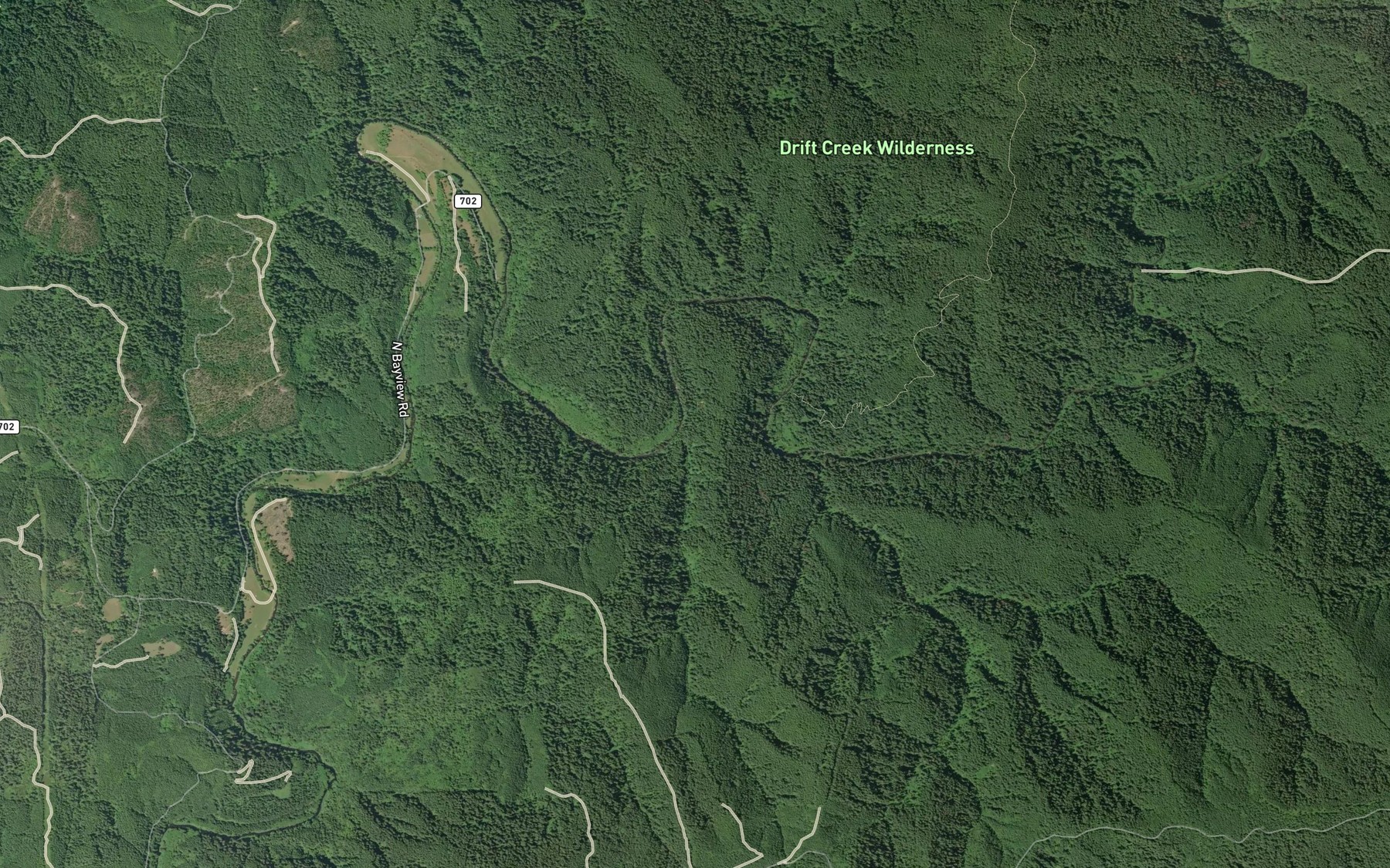 Satellite map of the Ellen Creek