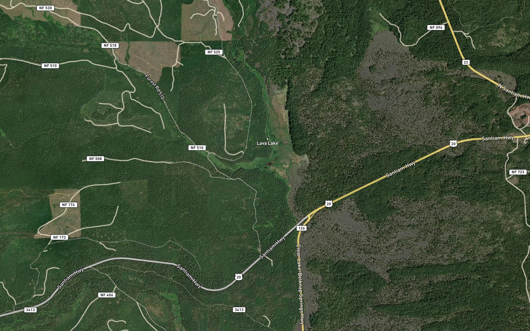 Satellite map of the Crescent Creek
