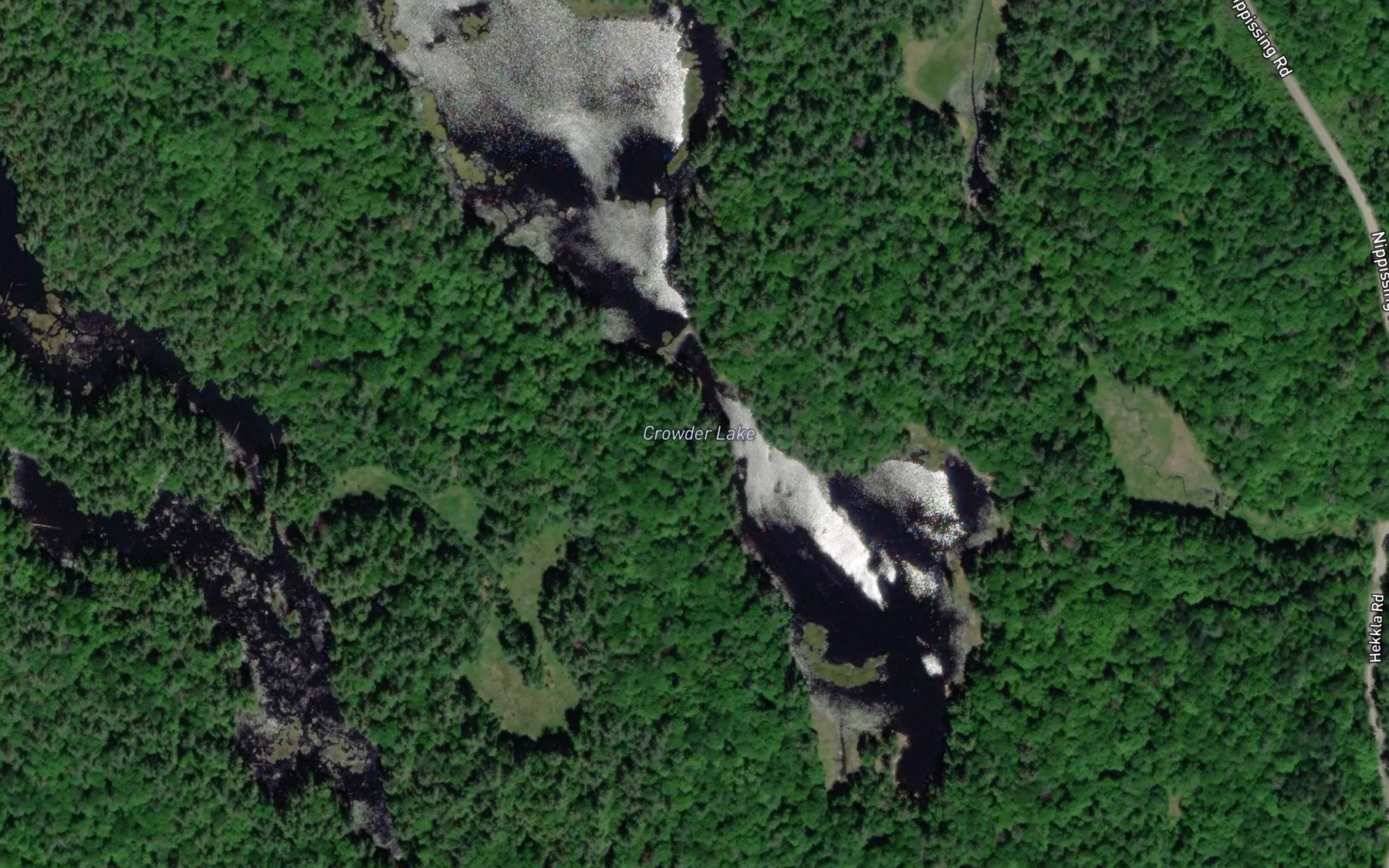 Satellite map of the Crowder Lake