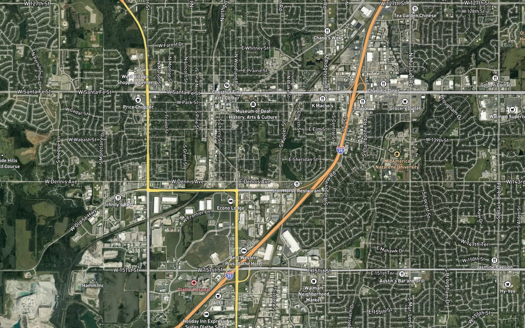Satellite map of the Waterworks Lake South