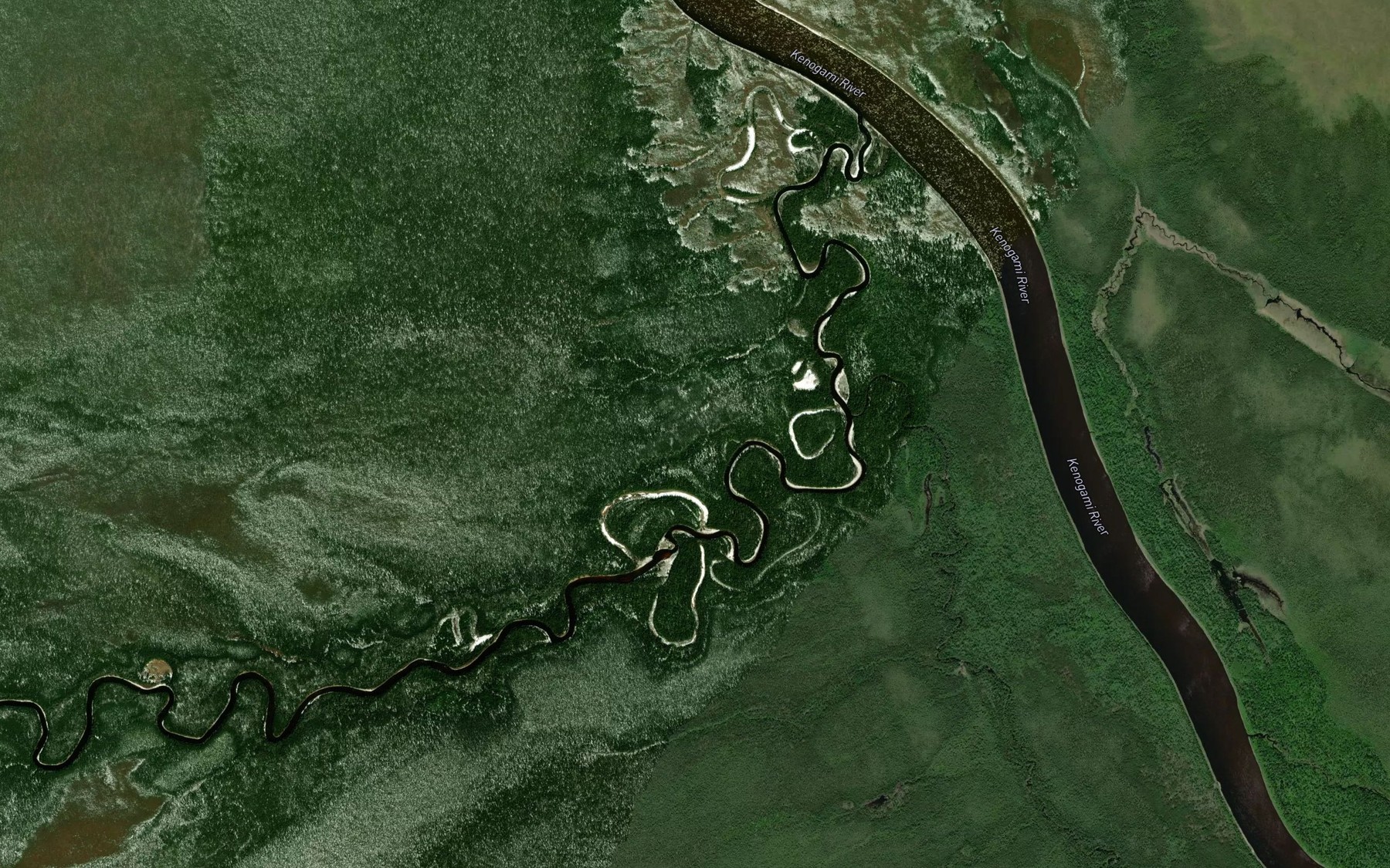 Satellite map of the Ash River