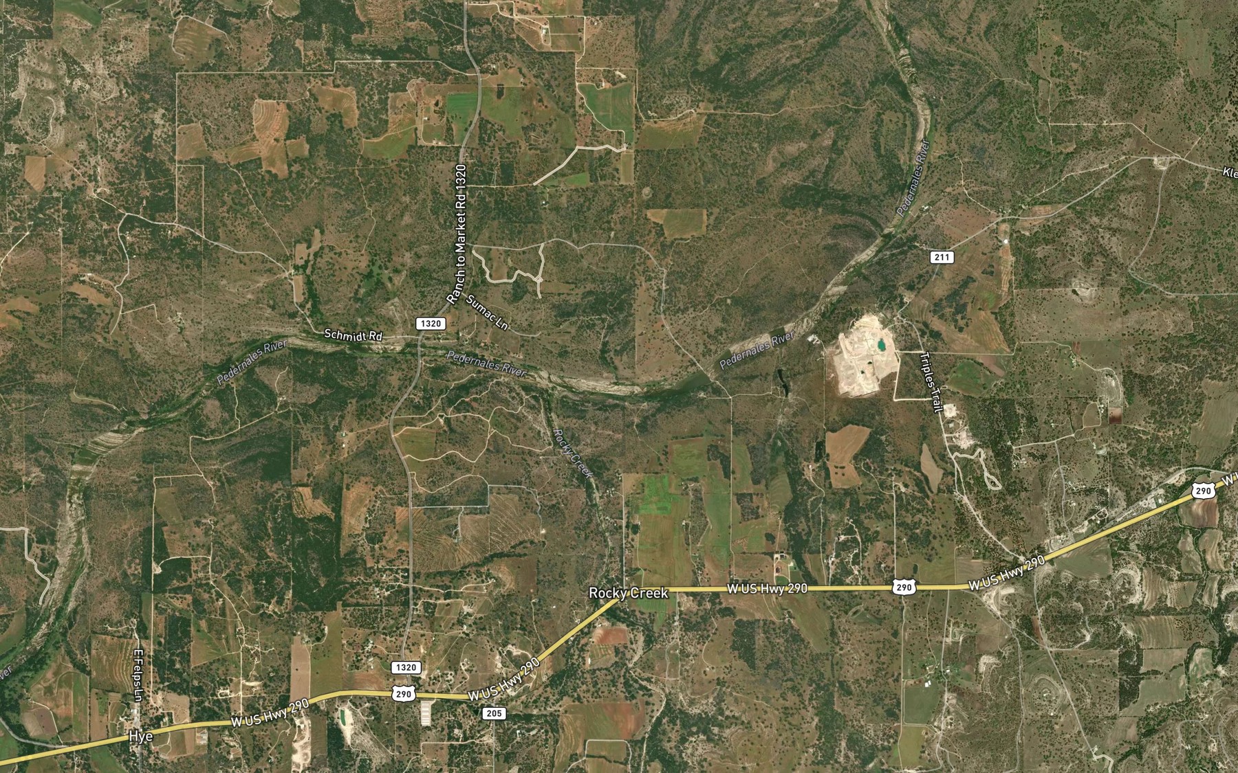 Satellite map of the Post Oak Creek