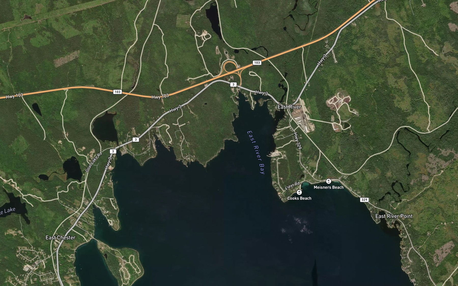 Satellite map of the Duncan Cove