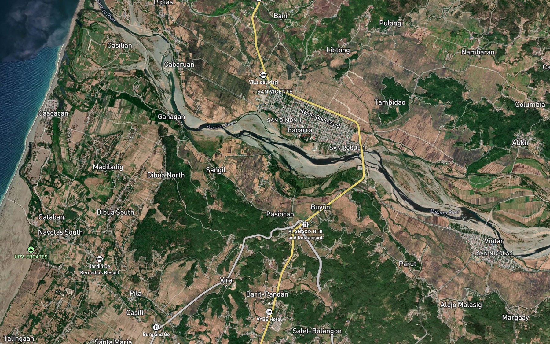Satellite map of the Sales Creek