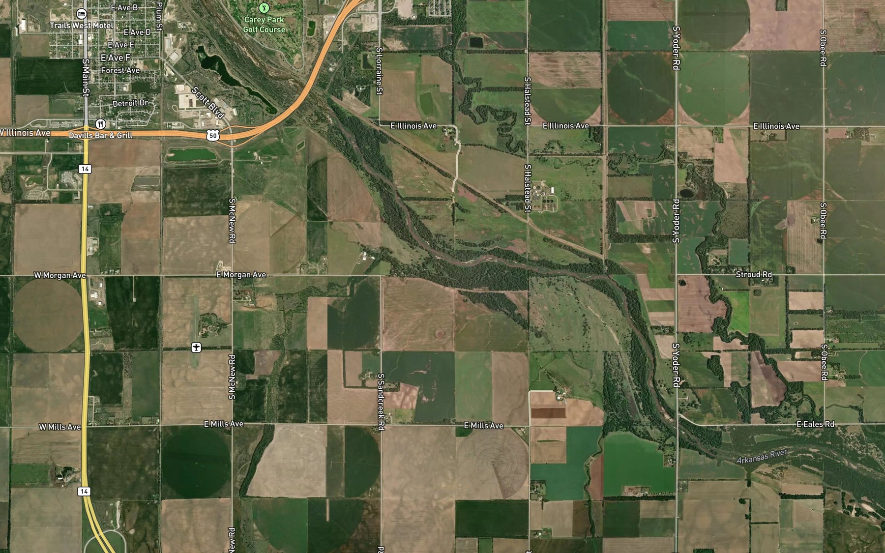 Satellite map of the Sand Creek