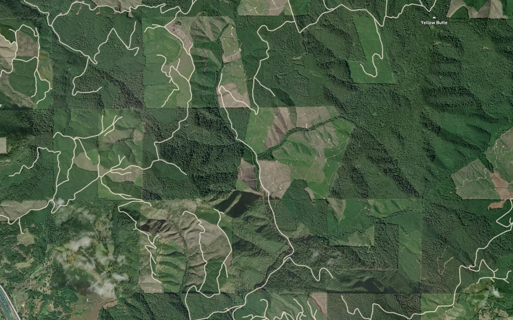 Satellite map of the Doe Creek