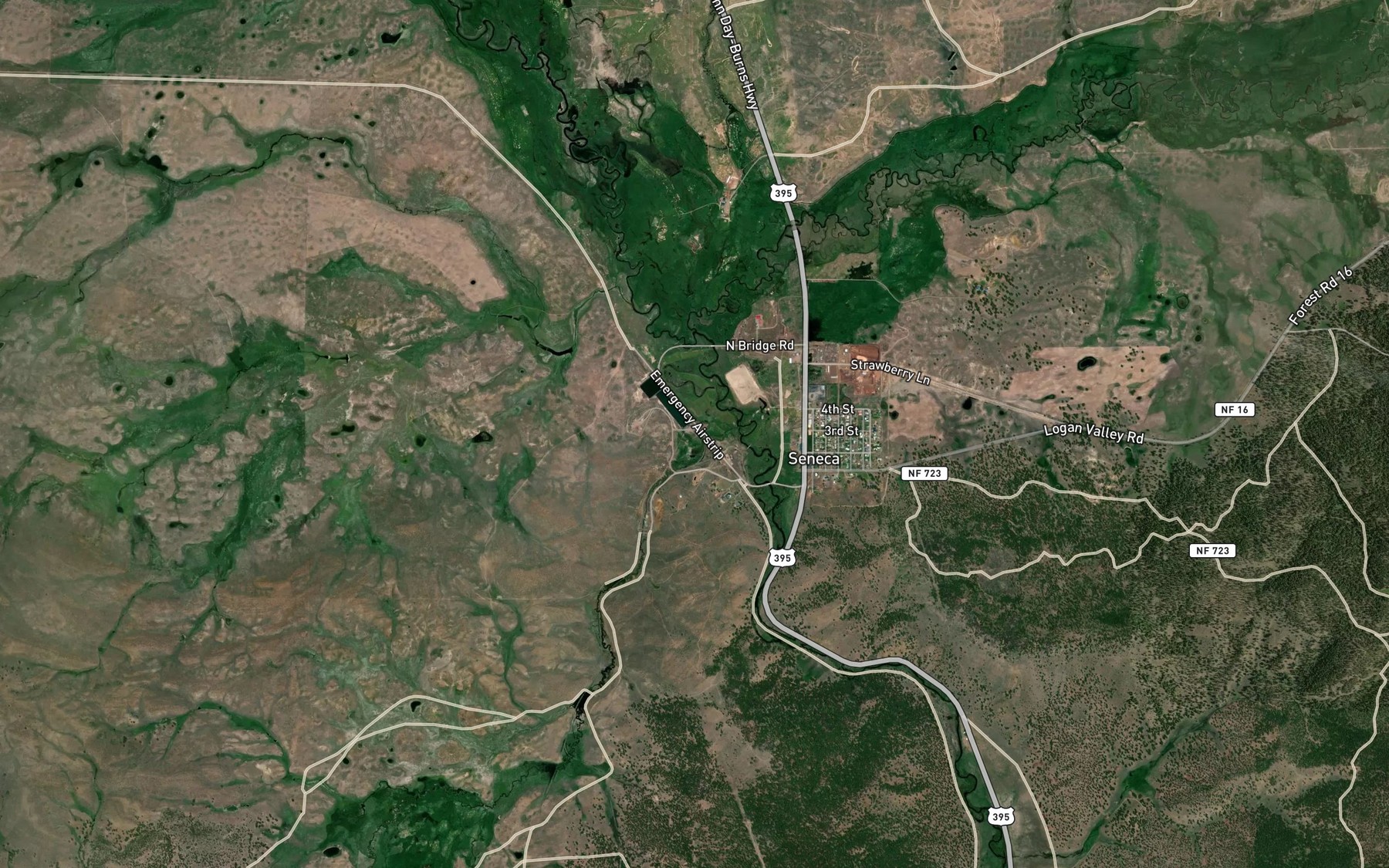 Satellite map of the Shirttail Creek