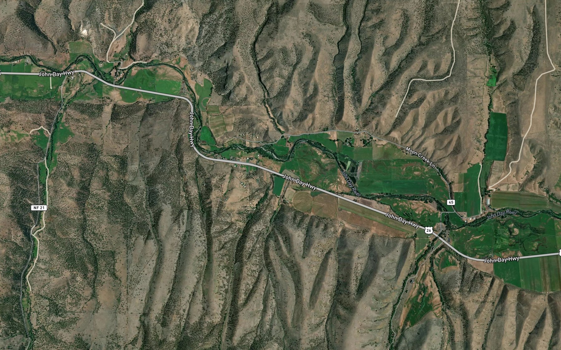 Satellite map of the Dustin Creek