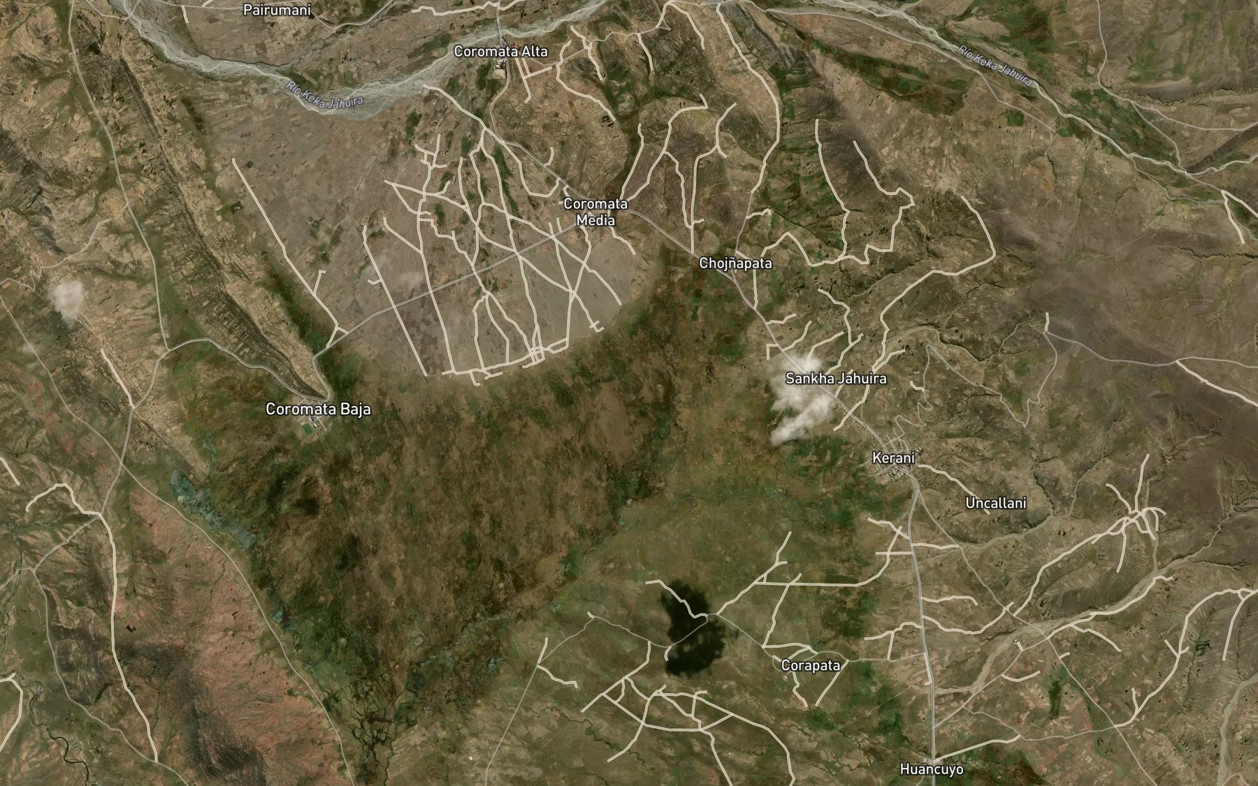 Satellite map of the Rio Quelluani