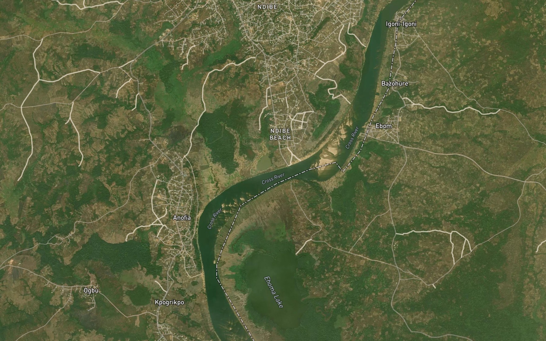 Satellite map of the Iyieke Lake