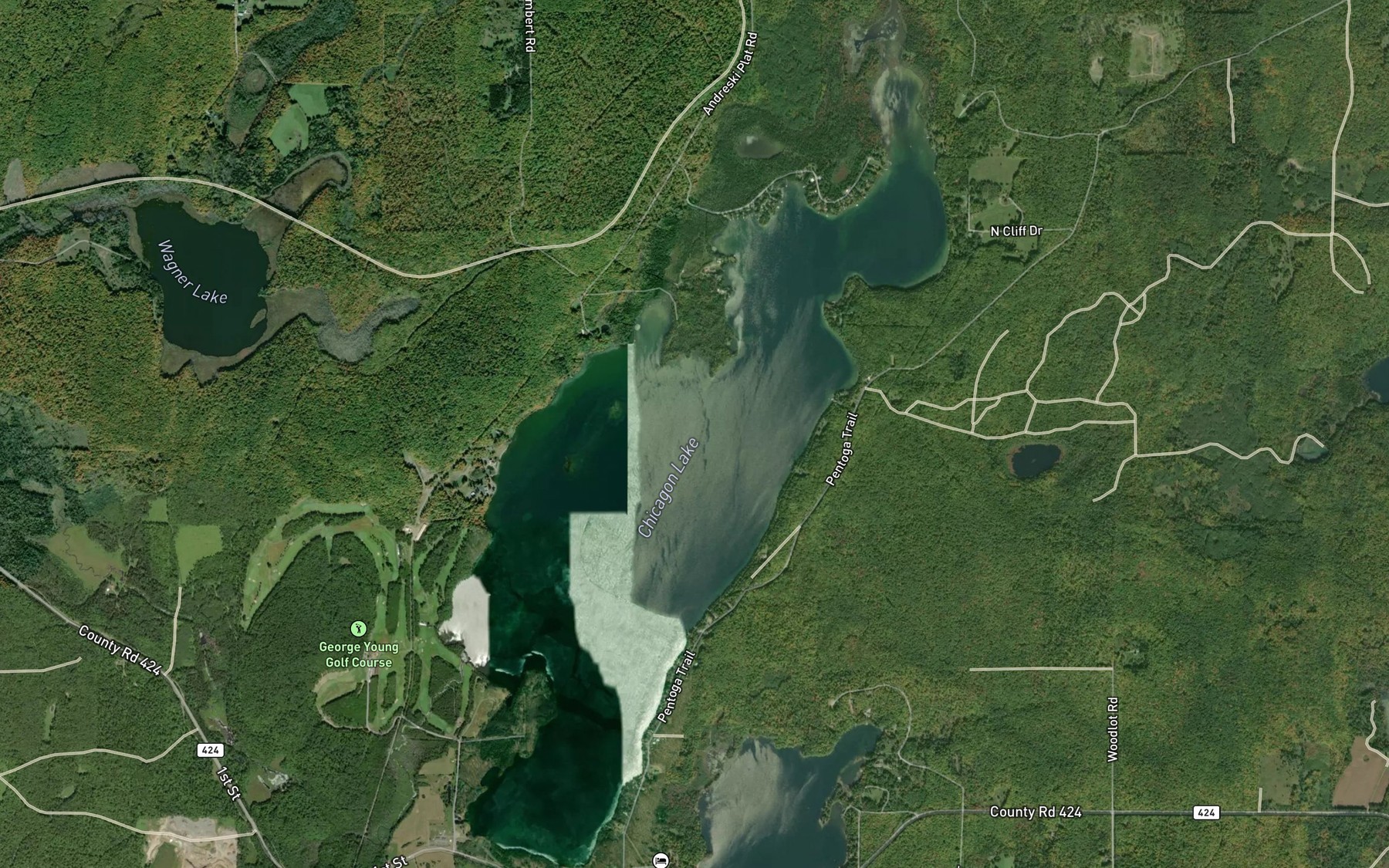 Satellite map of the Chicagon Lake