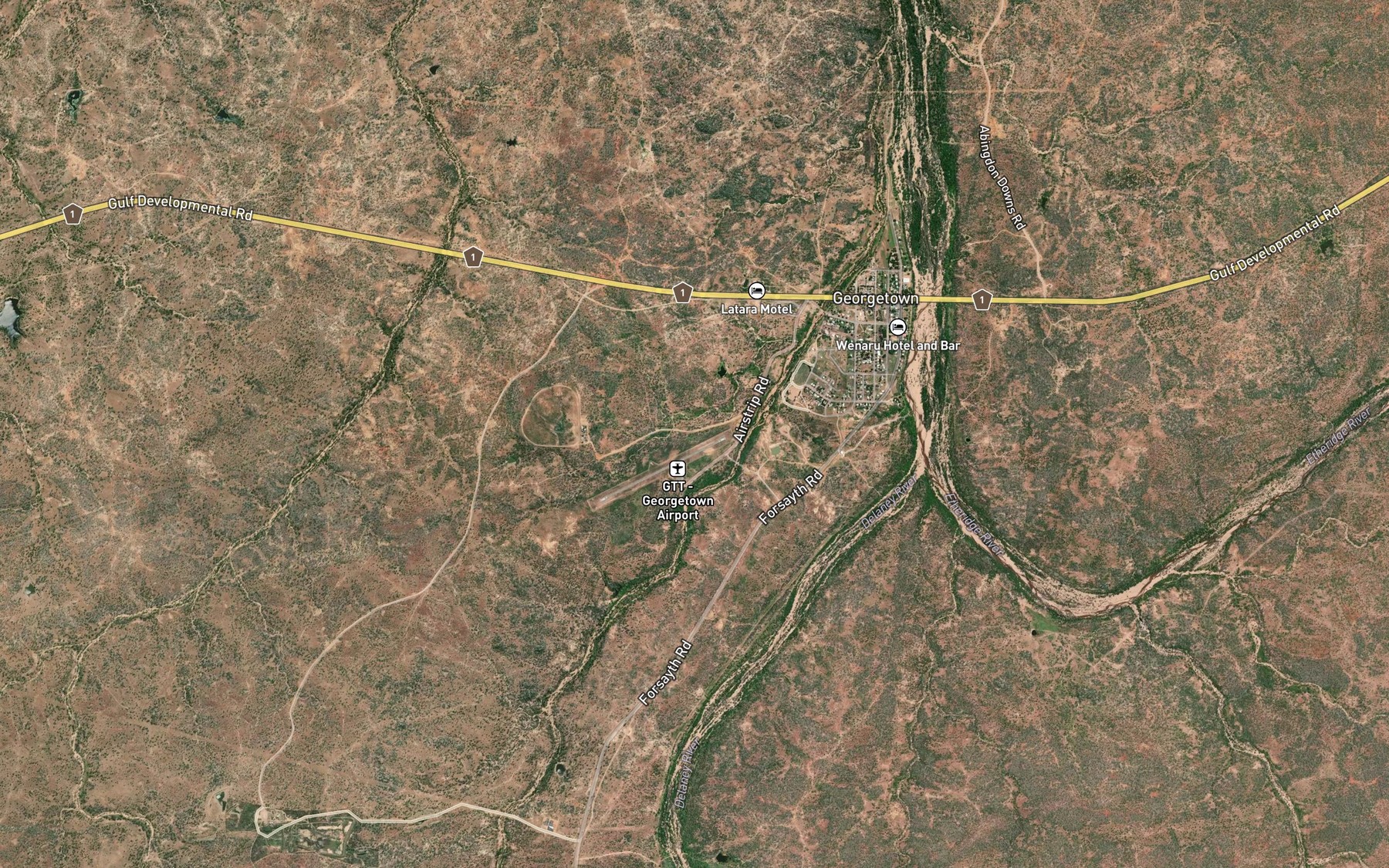 Satellite map of the Delaney River