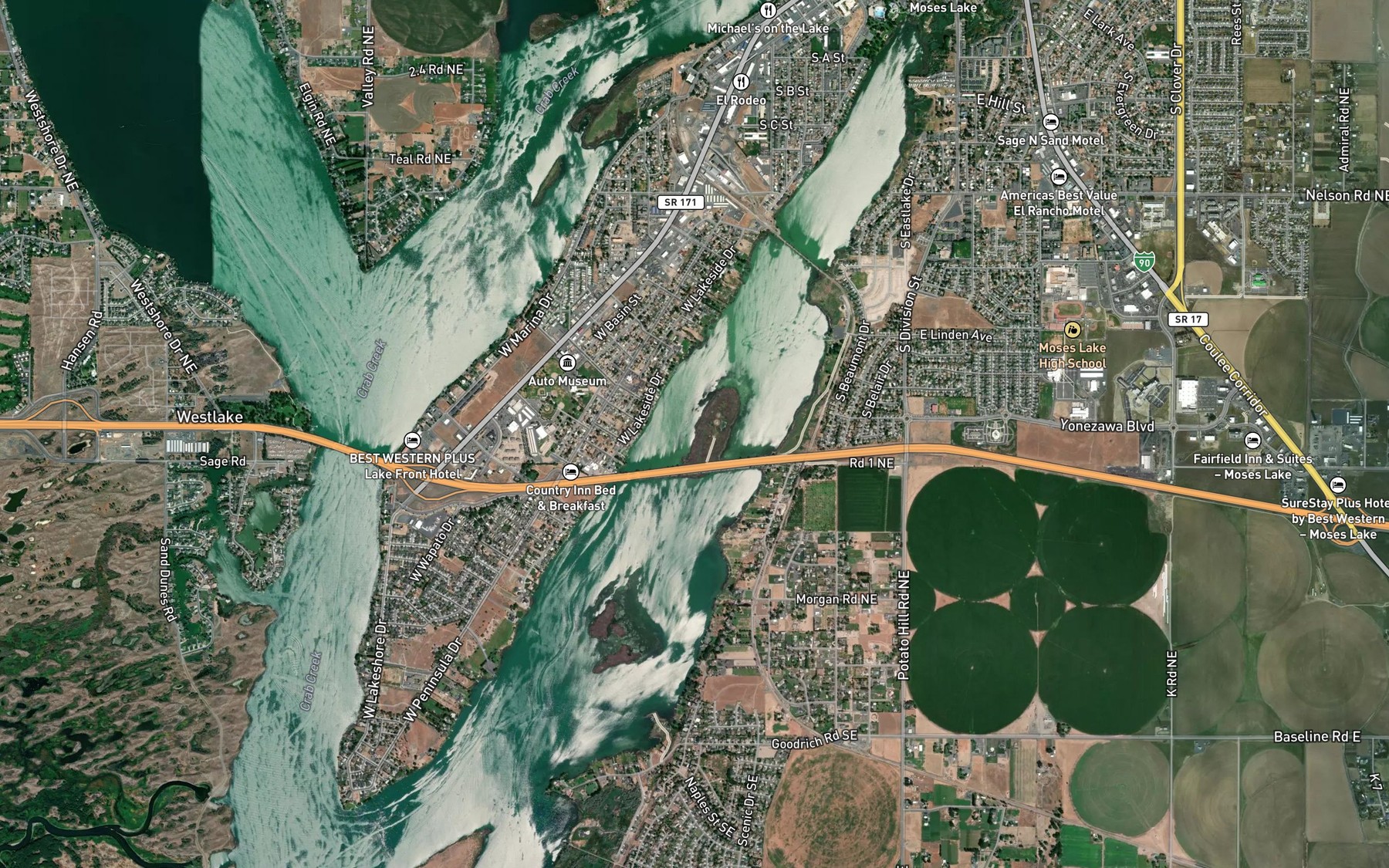 Satellite map of the Marsh Island