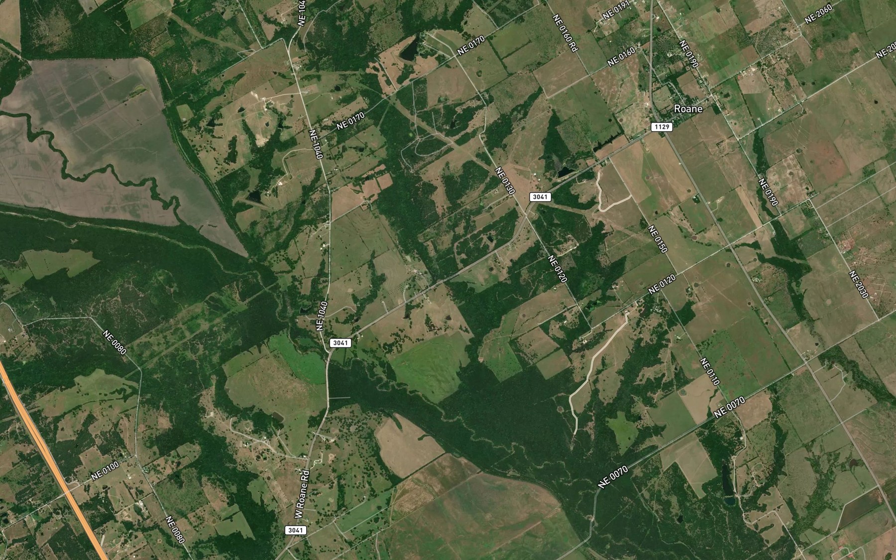 Satellite map of the Post Oak Branch
