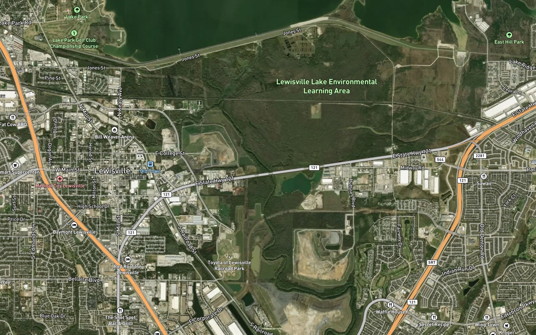 Satellite map of the Stewart Creek