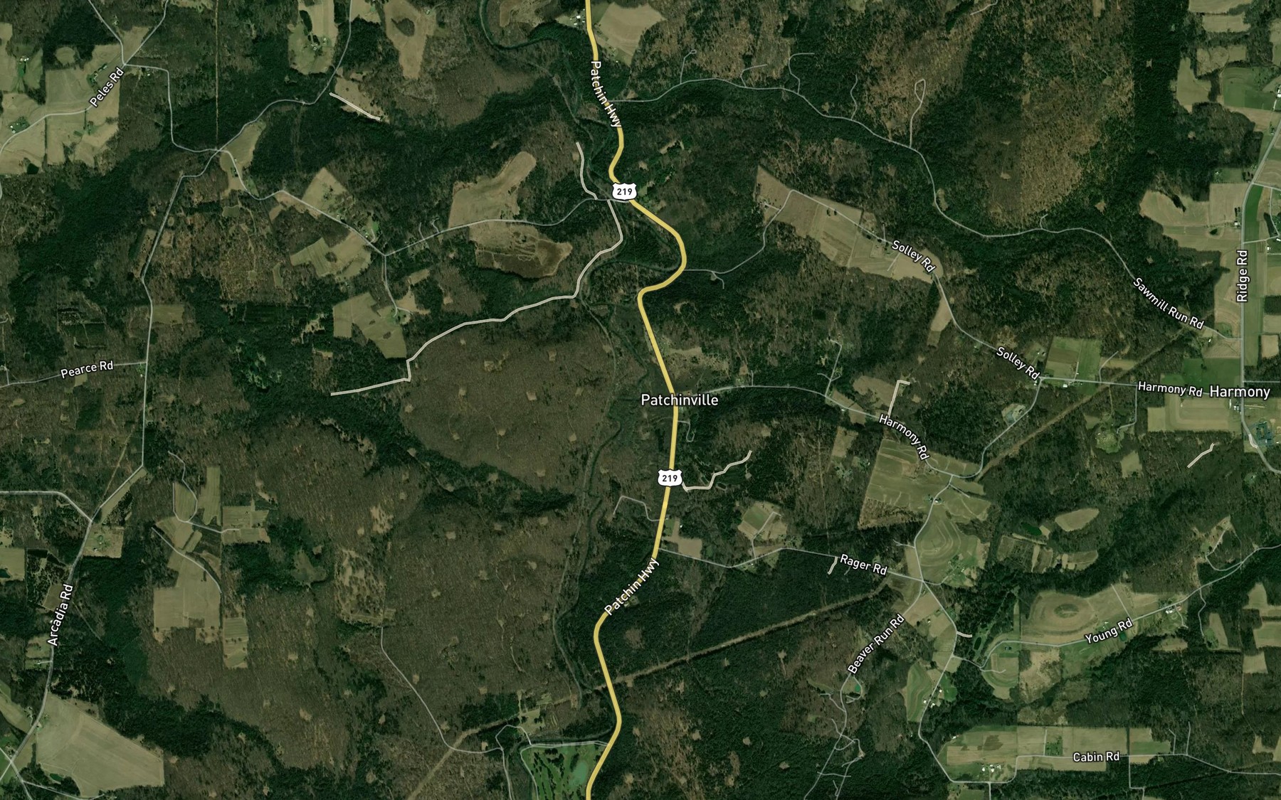 Satellite map of the Beaver Run