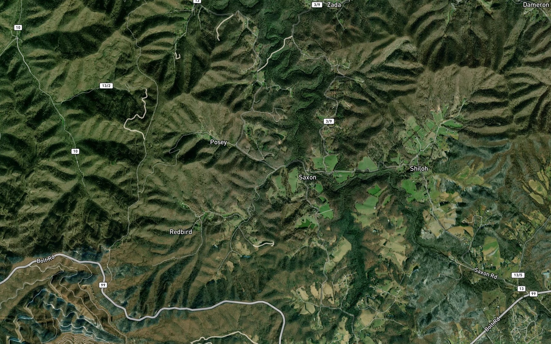 Satellite map of the Webb Fork