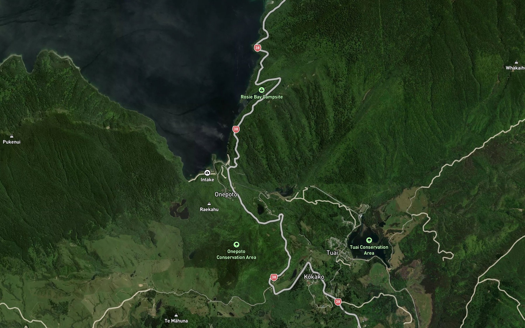 Satellite map of the Lake Kaitawa