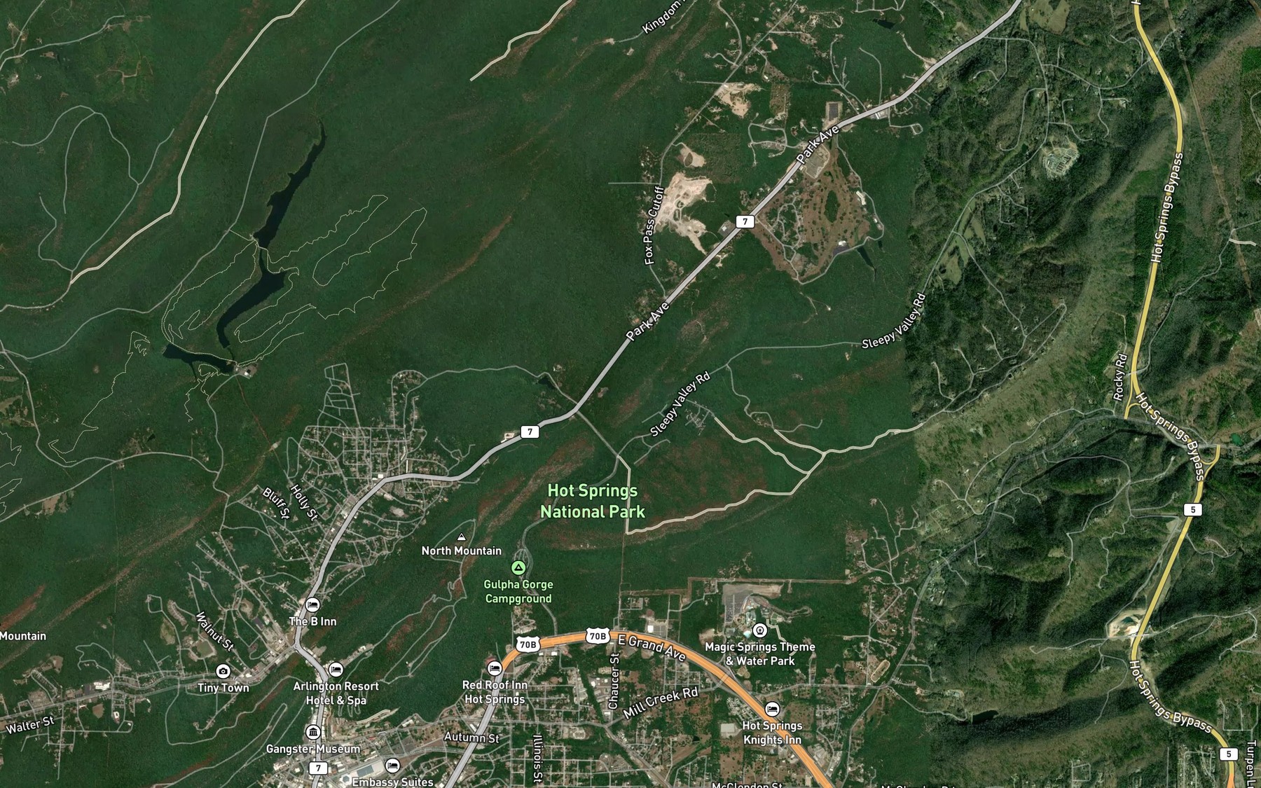 Satellite map of the Sleepy Valley Lake