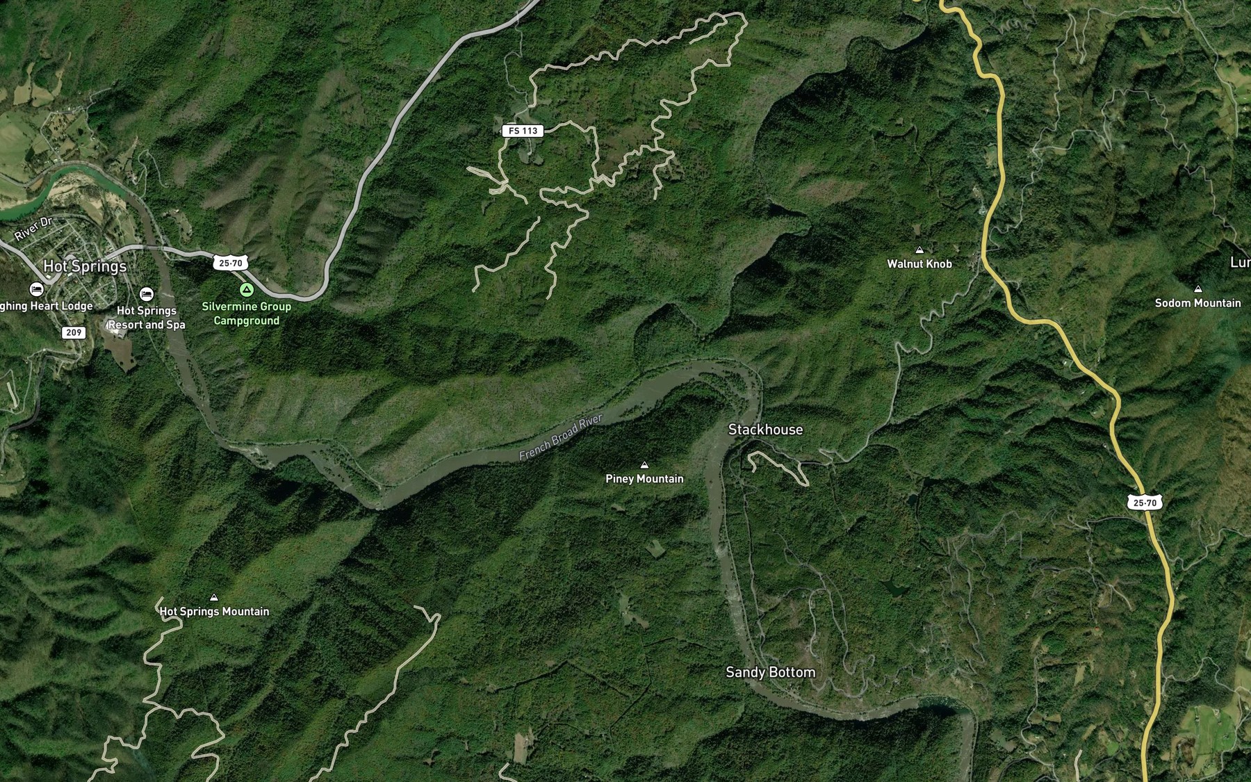 Satellite map of the Pump Branch