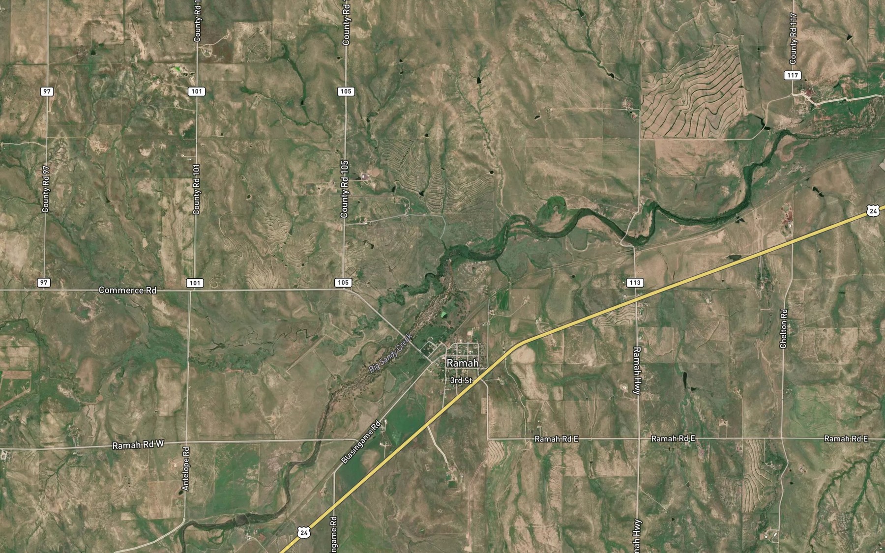 Satellite map of the Antelope Creek