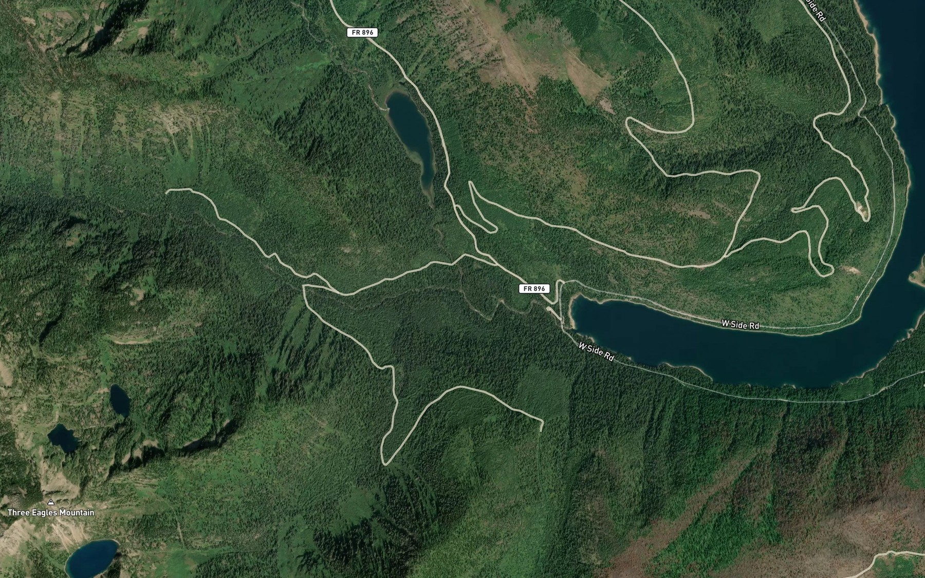 Satellite map of the Aeneas Creek