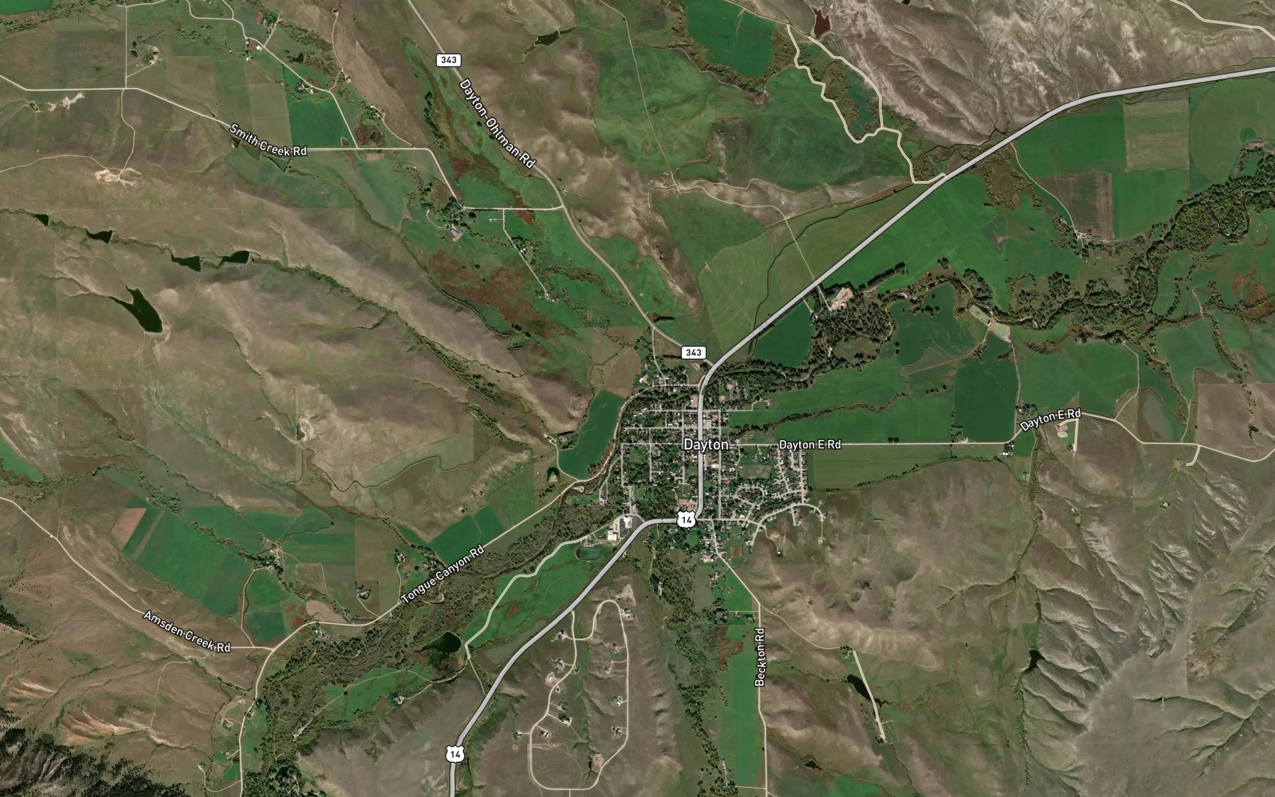 Satellite map of the Smith Creek