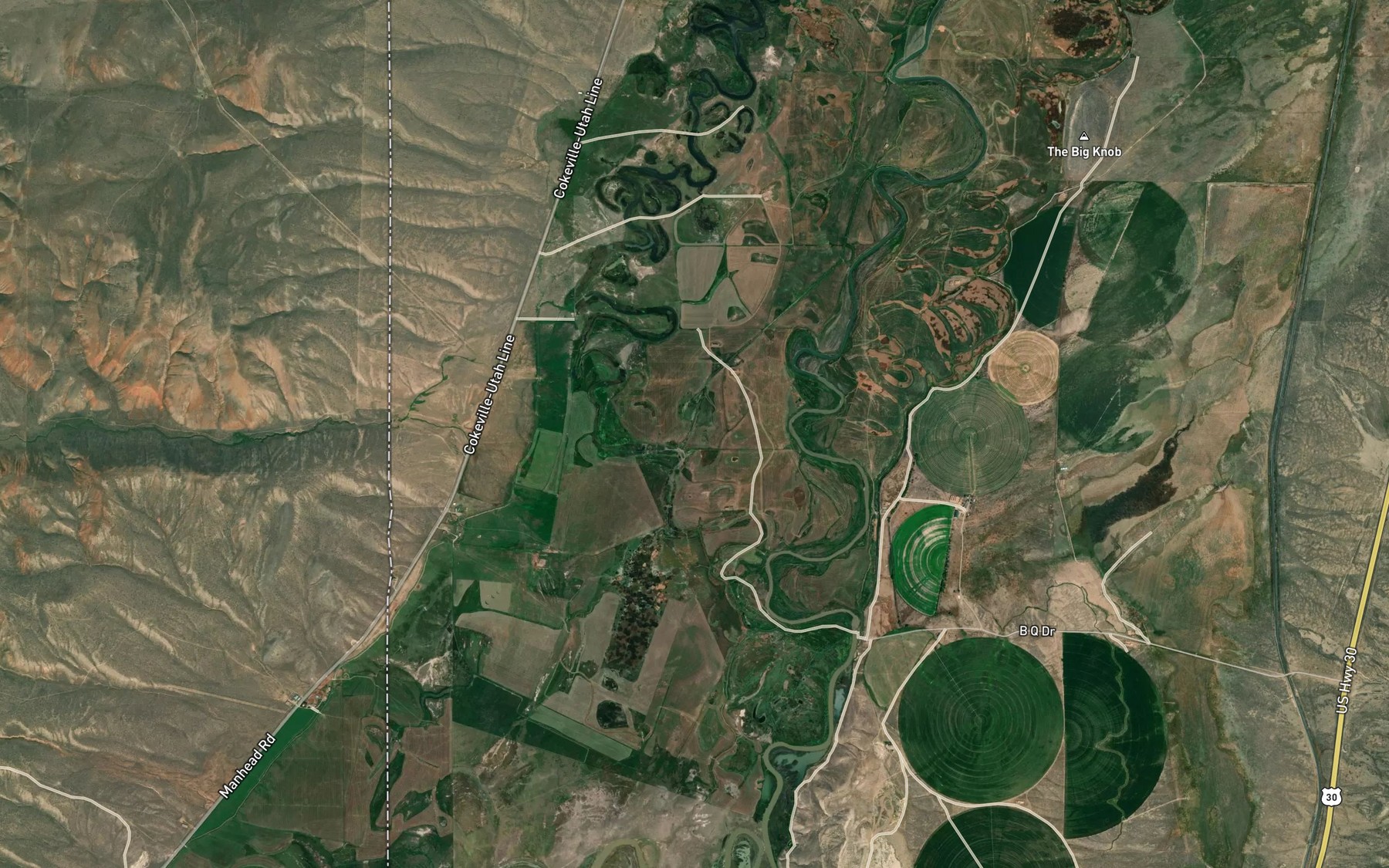 Satellite map of the West Side Ditch