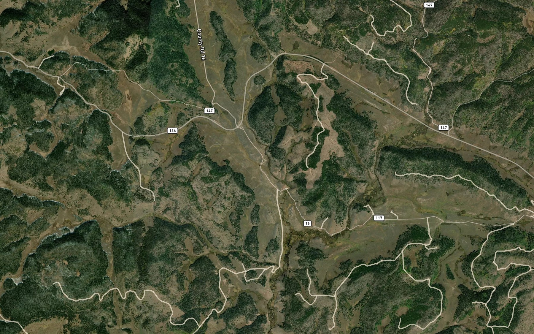 Satellite map of the Decker Creek