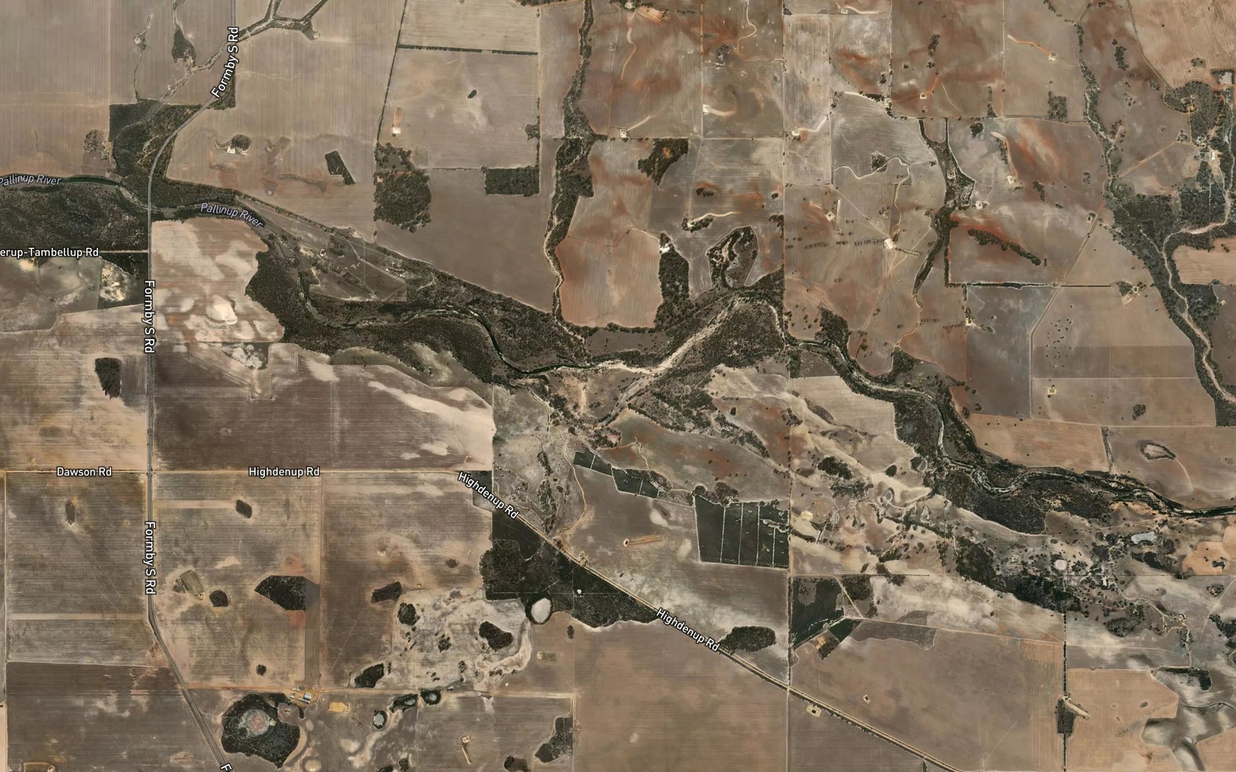 Satellite map of the Gidgelberarbup Creek