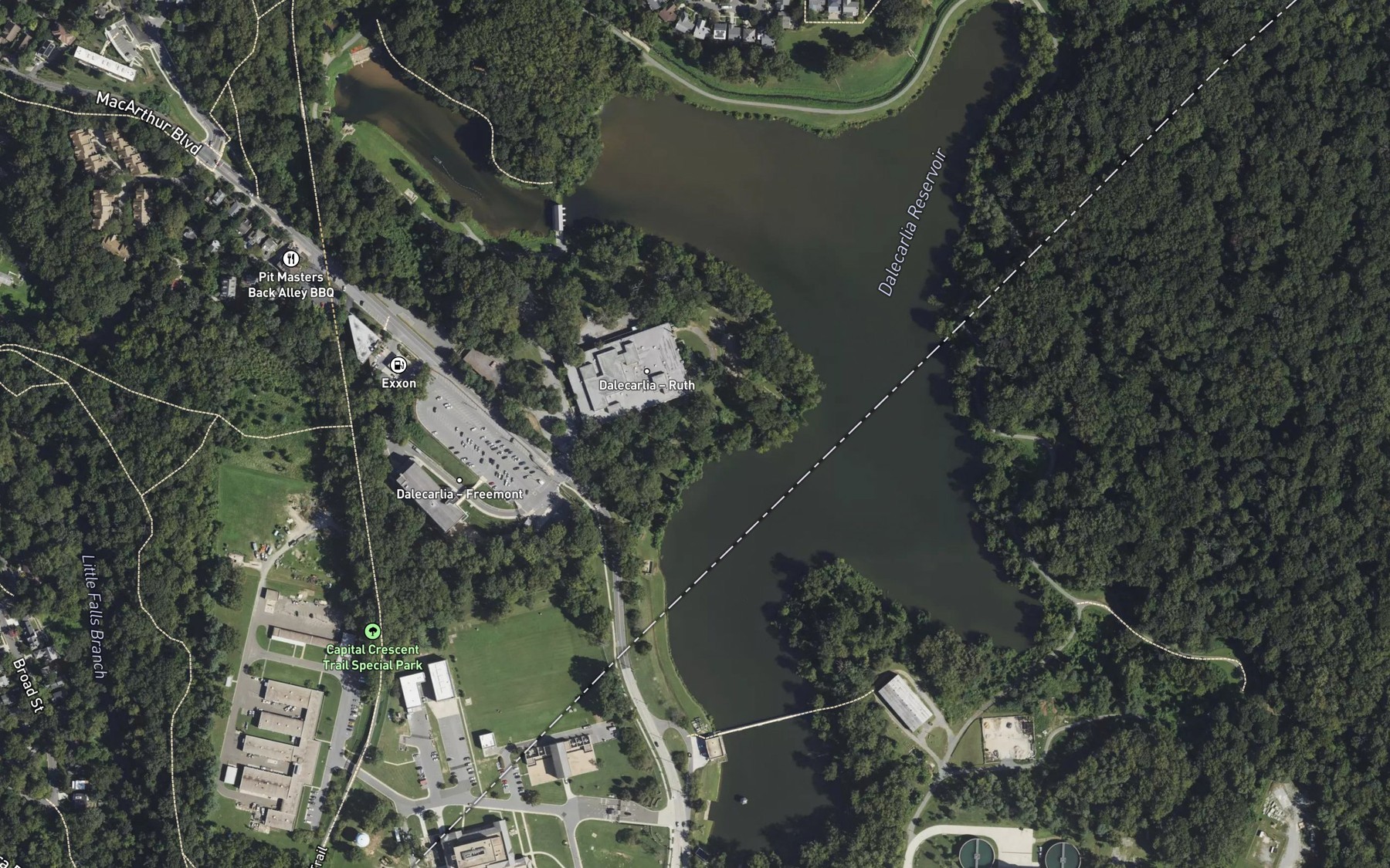 Satellite map of the Dalecarlia Reservoir