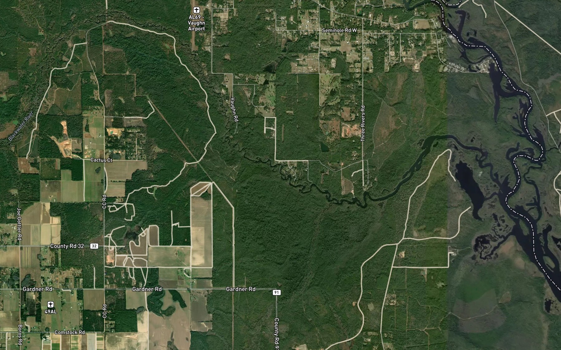 Satellite map of the Green Branch