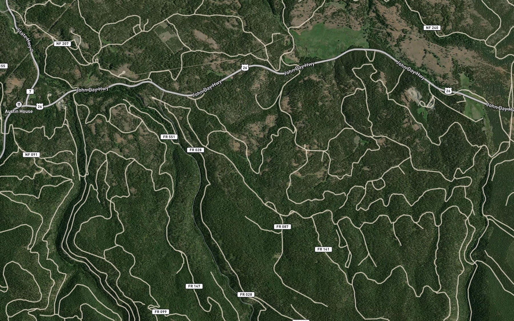 Satellite map of the Quaking Aspen Spring
