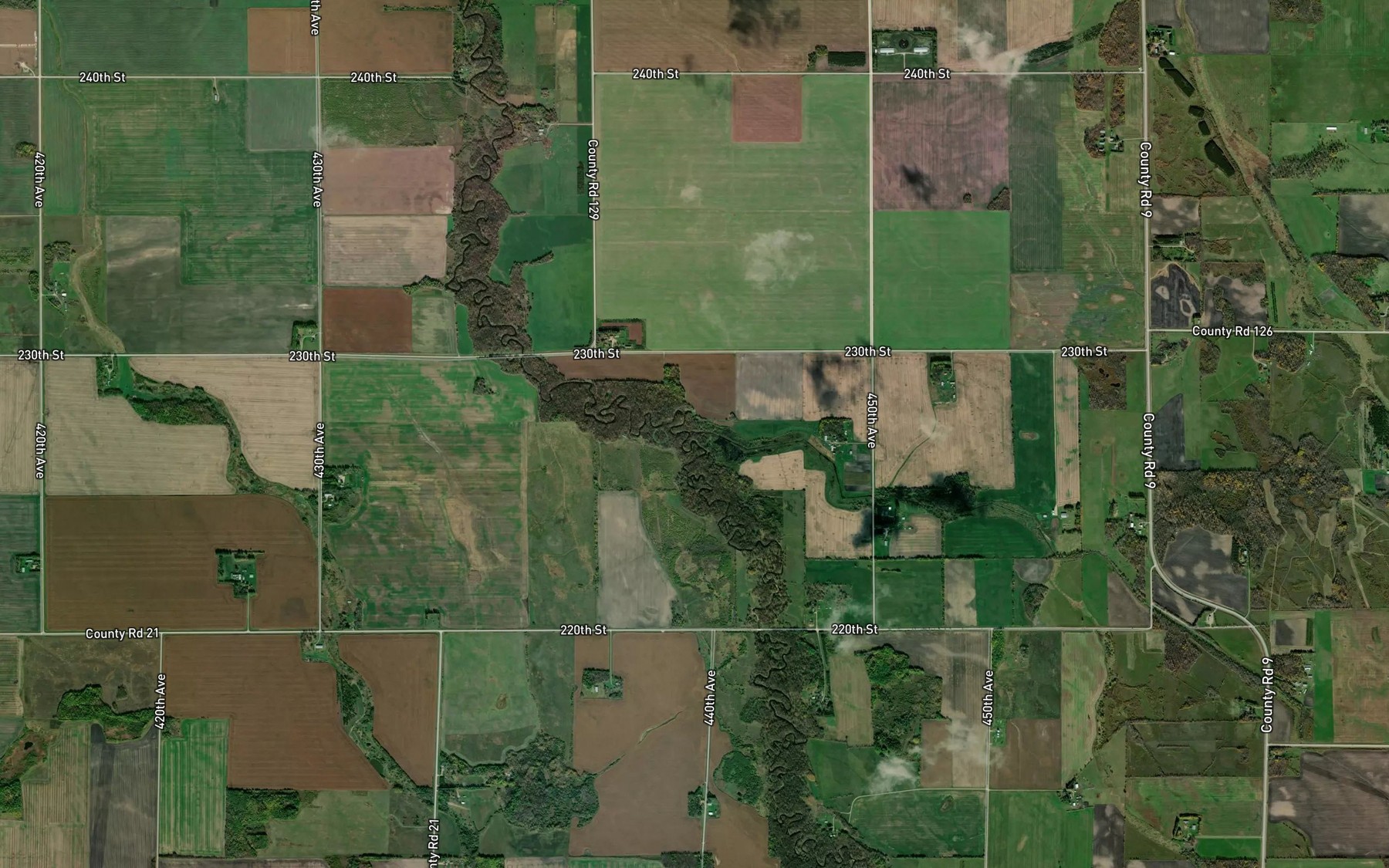 Satellite map of the Severson Creek