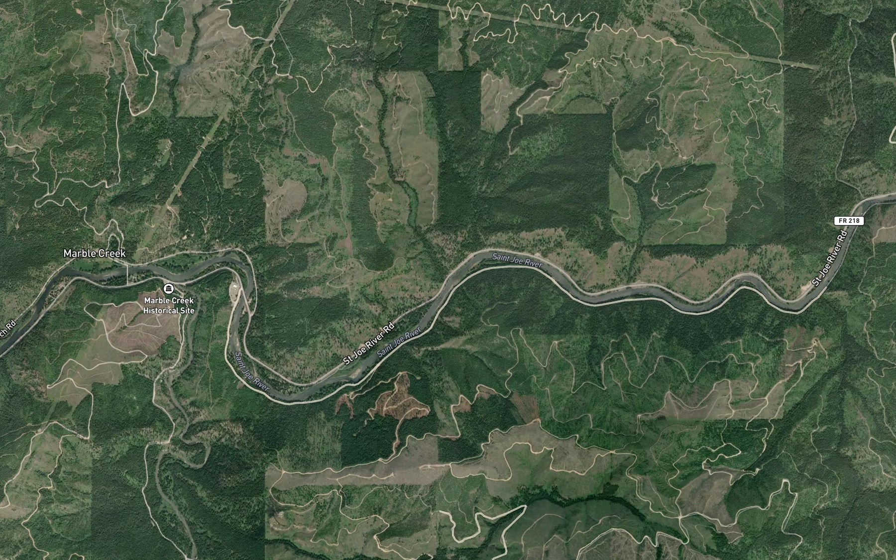 Satellite map of the Harvey Creek