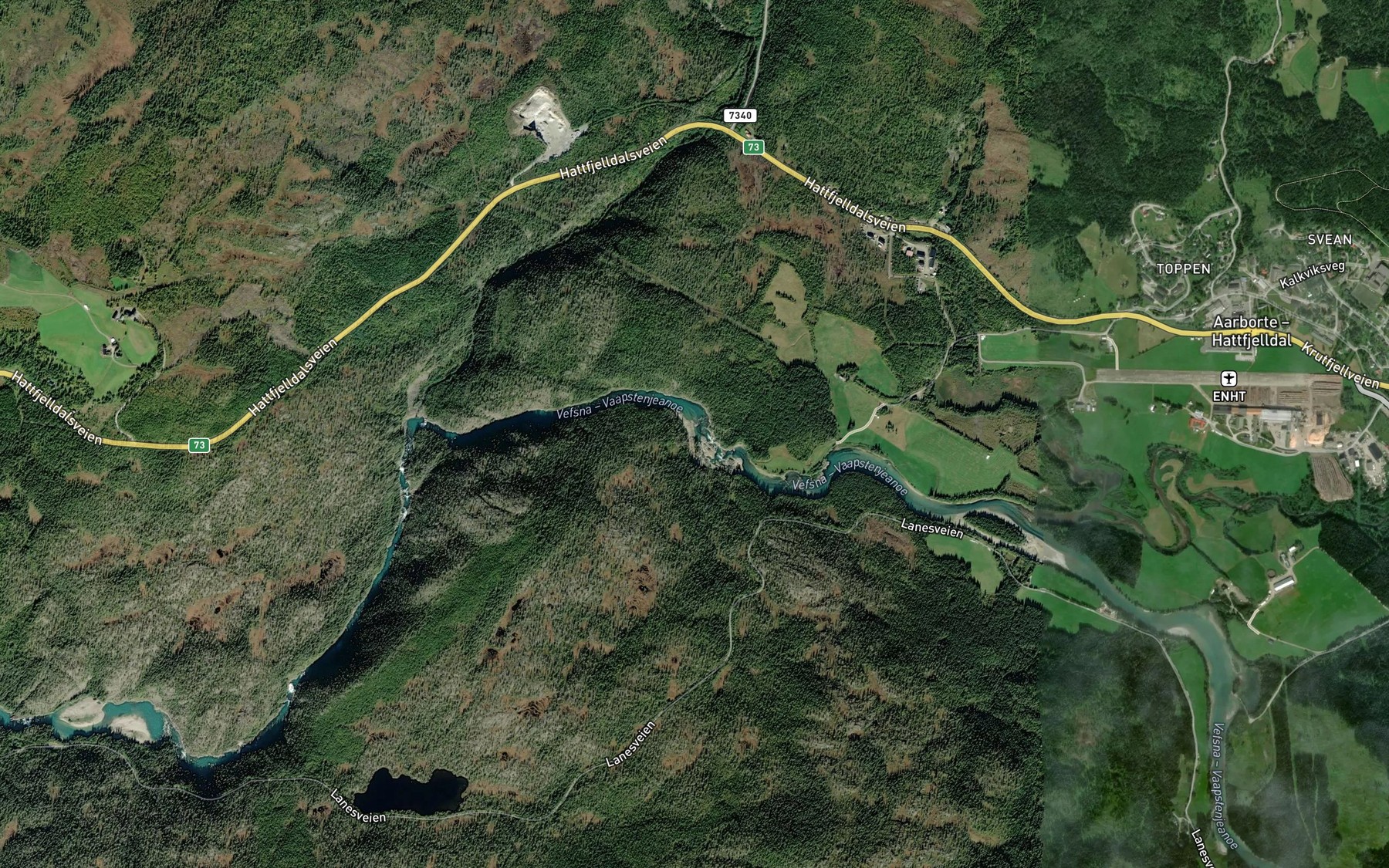 Satellite map of the Hattfjellforsen