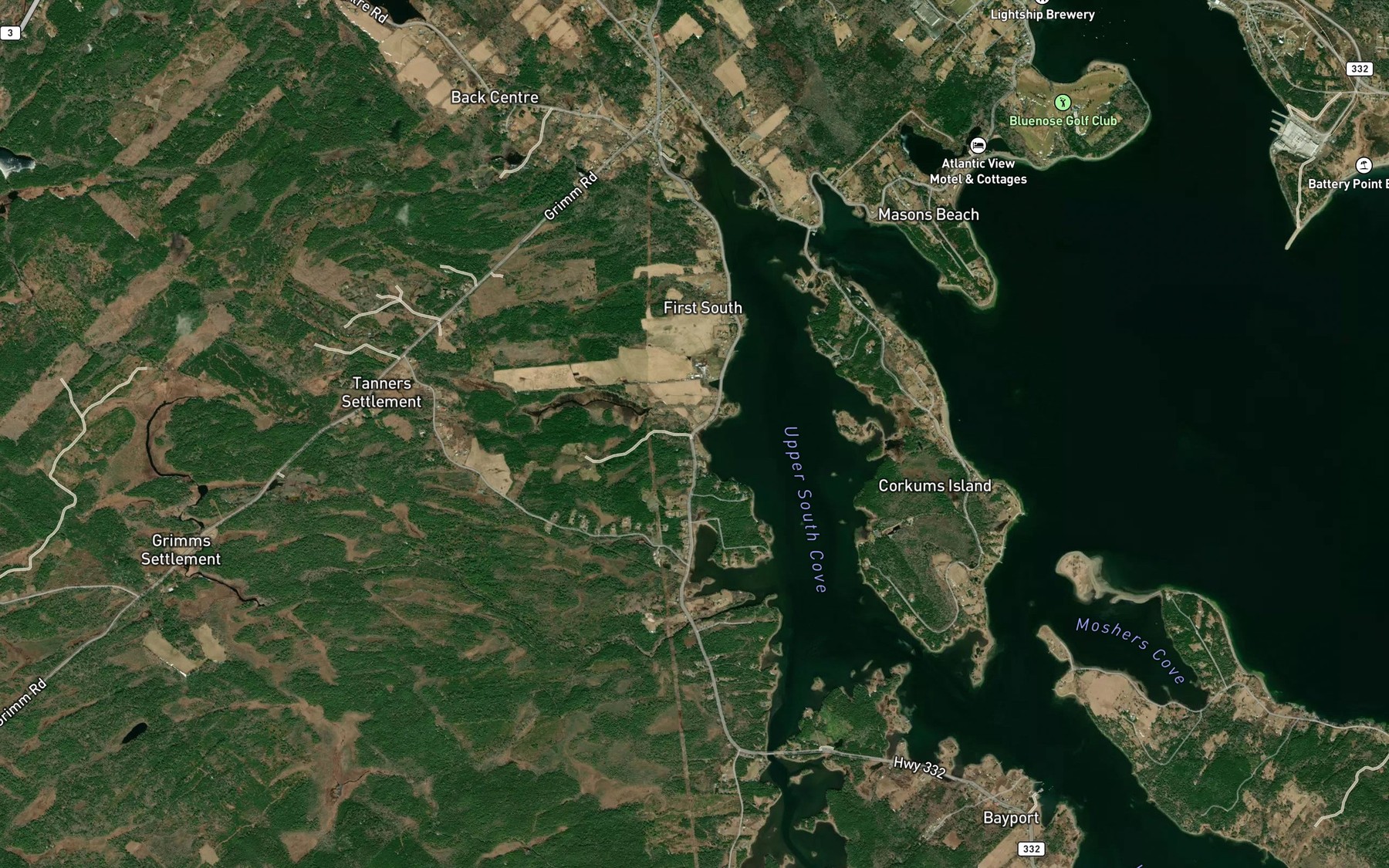 Satellite map of the Whynacht Brook