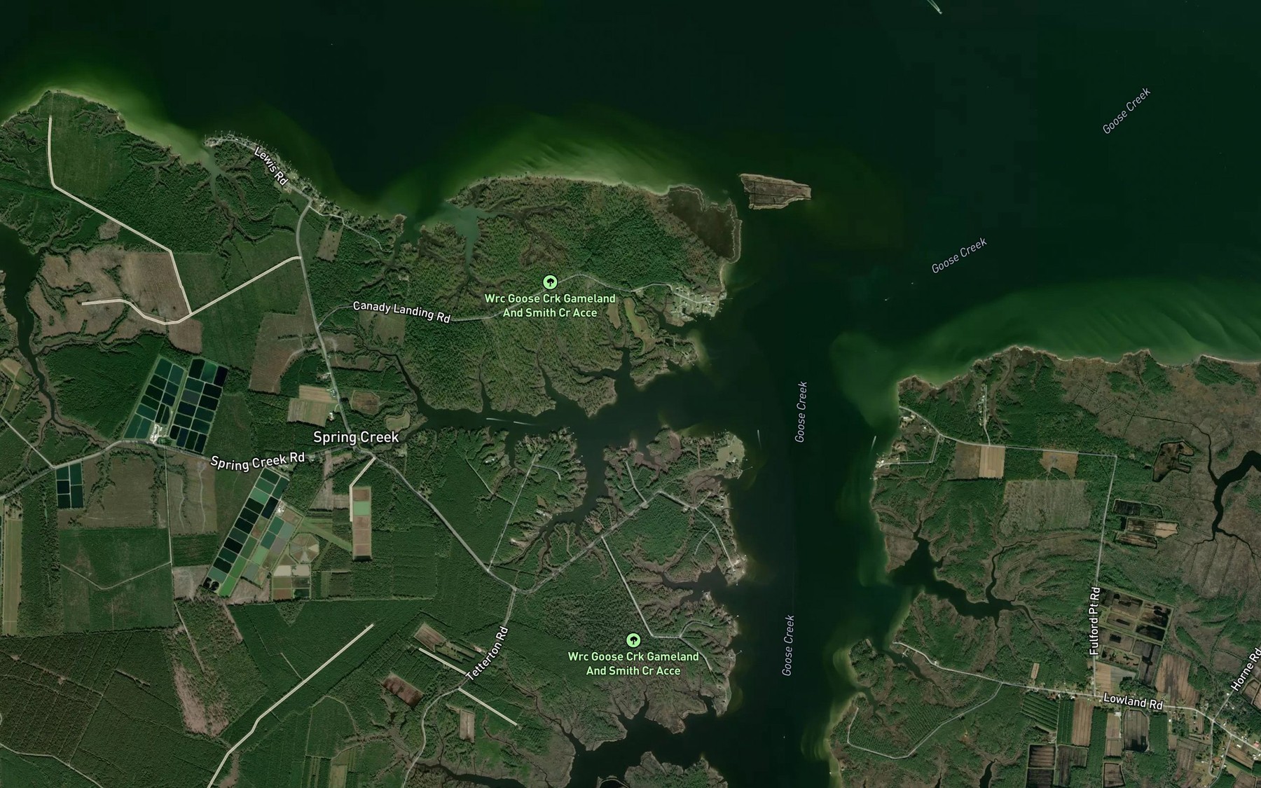 Satellite map of the Overton Creek