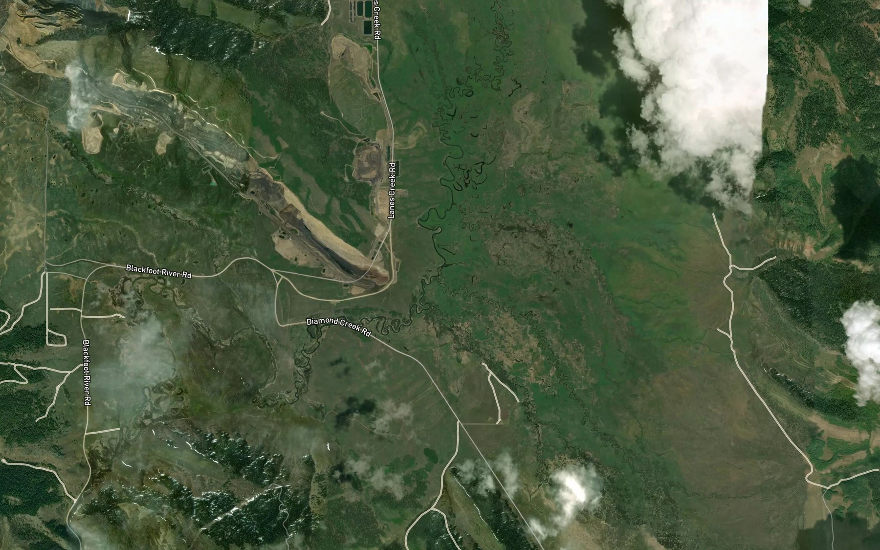 Satellite map of the Diamond Creek