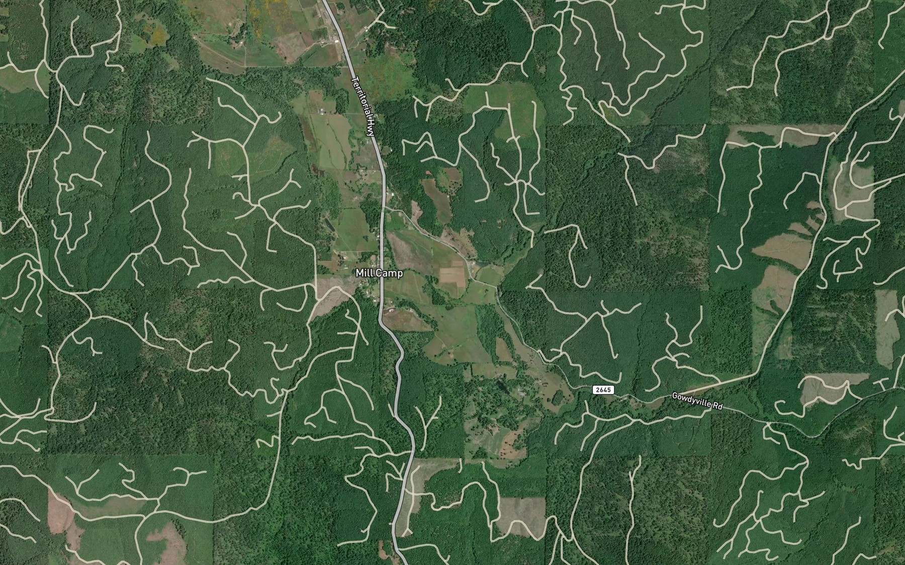 Satellite map of the Kelly Creek