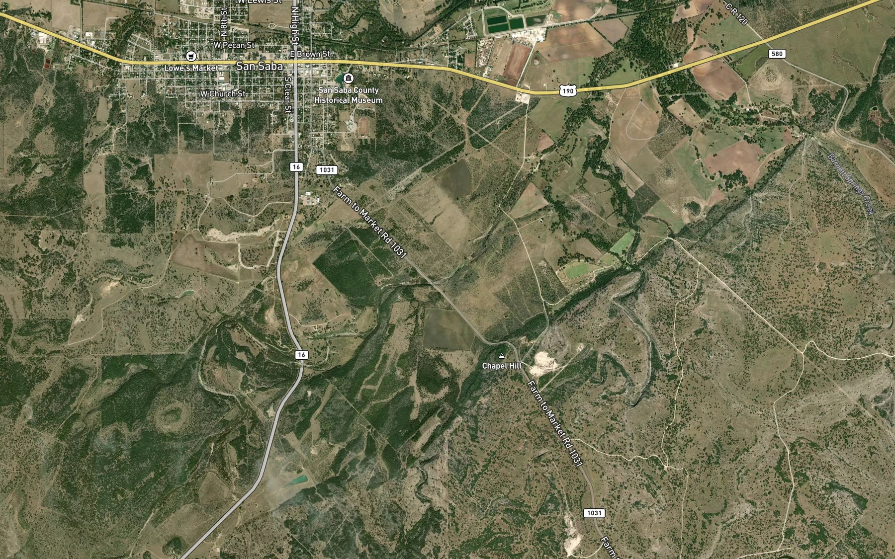 Satellite map of the Wadsworth Creek