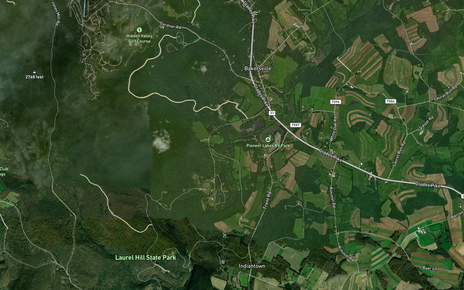 Satellite map of the Crise Run