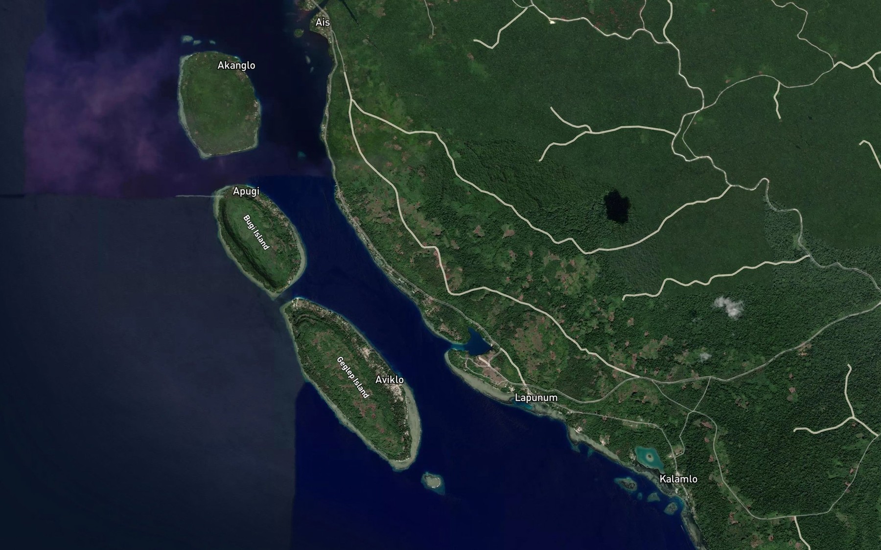 Satellite map of the East Branch Inungapun River